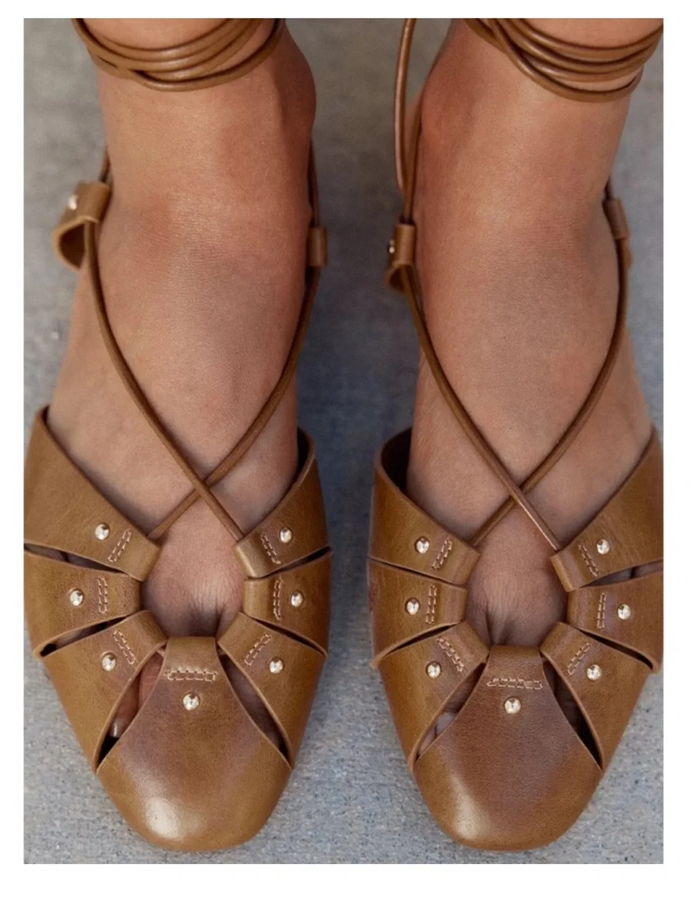 NWT Zara Leather Tied Cage Sandals Size 39